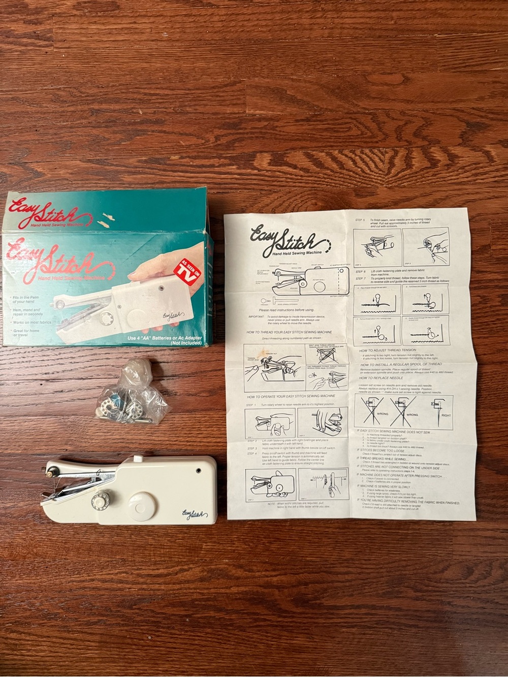 Vintage As Seen On TV Easy Stitch Portable Battery Handheld Sewing Machine Boxed